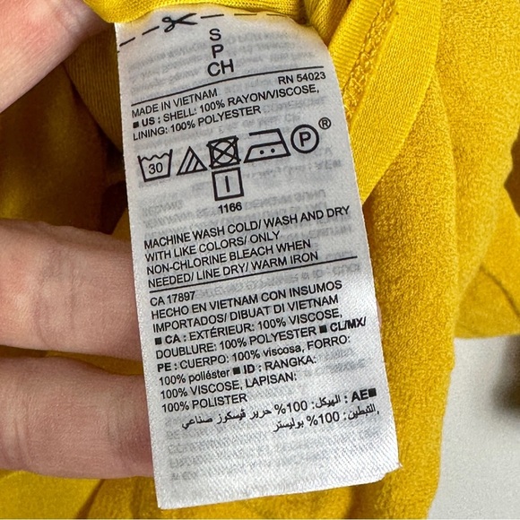 Old Navy Pintuck Yellow Dress Size Small Feeling Corny Long Sleeve Pleated Boho - Picture 7 of 12